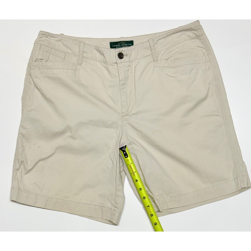 Lauren Ralph Lauren LRL Khaki Chino Shorts Womens 14 Tan Cotton Twill Mid Rise